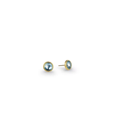 Jaipur Colour Yellow Gold and Blue Topaz Stud Earrings