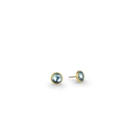 Jaipur Colour Yellow Gold and Blue Topaz Stud Earrings