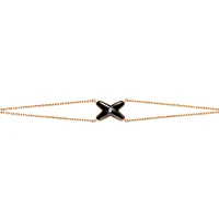 Jeux De Liens Rose Gold Onyx and Diamond Double Chain Bracelet