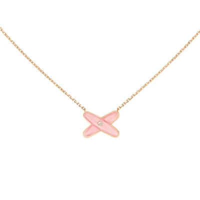 Jeux de Liens Rose Gold Pink Opal Diamond Necklace