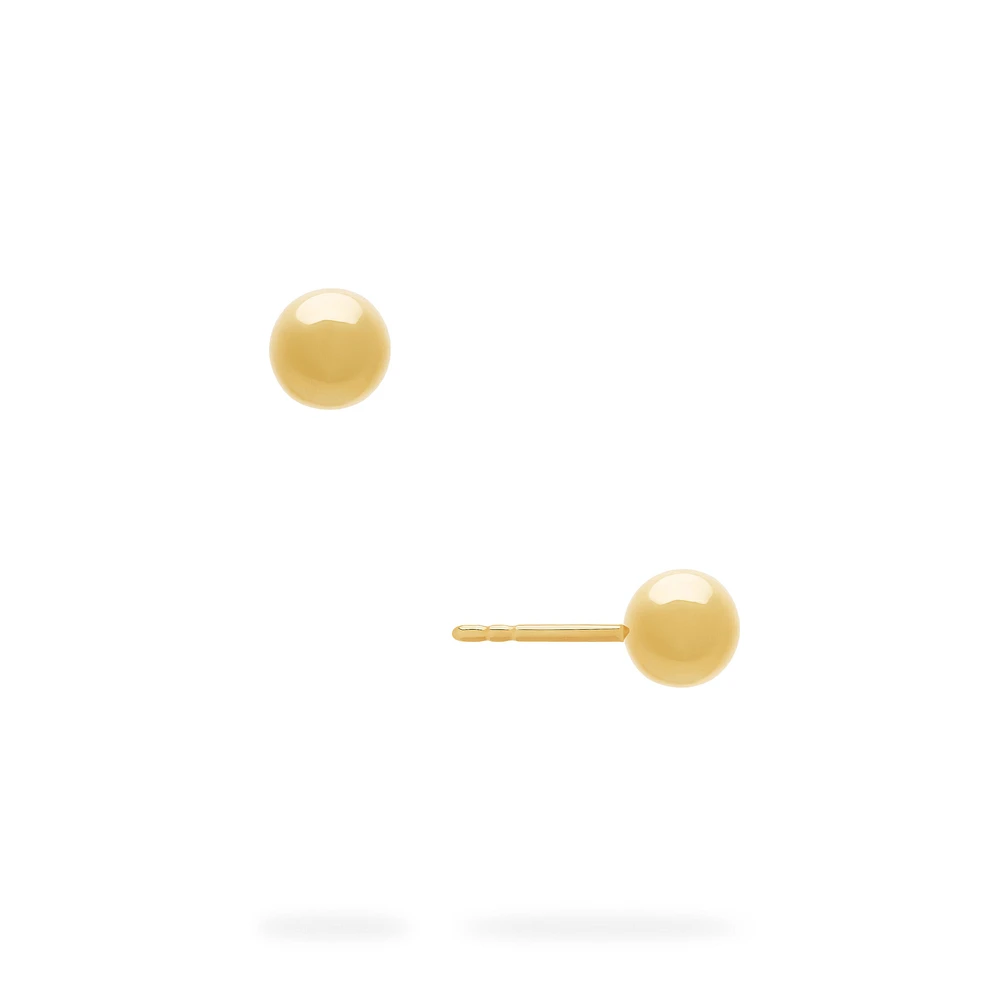 6 MM Yellow Gold Stud Earrings