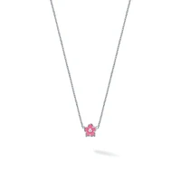 Pink Enamel and Silver Flower Pendant for Kids