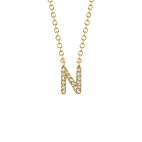 Initials Gold and Diamond Pavé Letter N Necklace