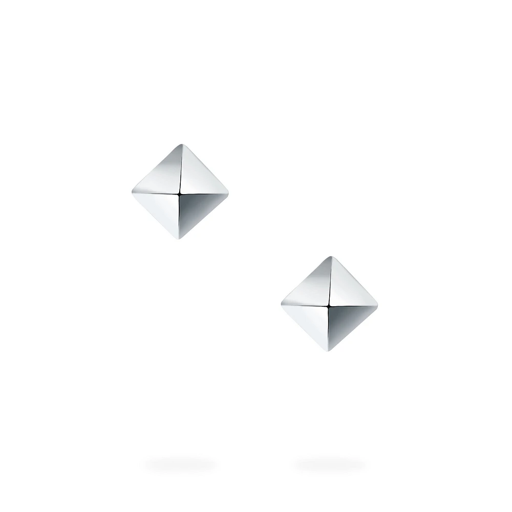 Silver Solitaire Stud Earrings