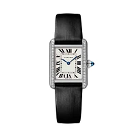 Tank Must Small Quartz 27 x 22 mm Stainless Steel and Diamond