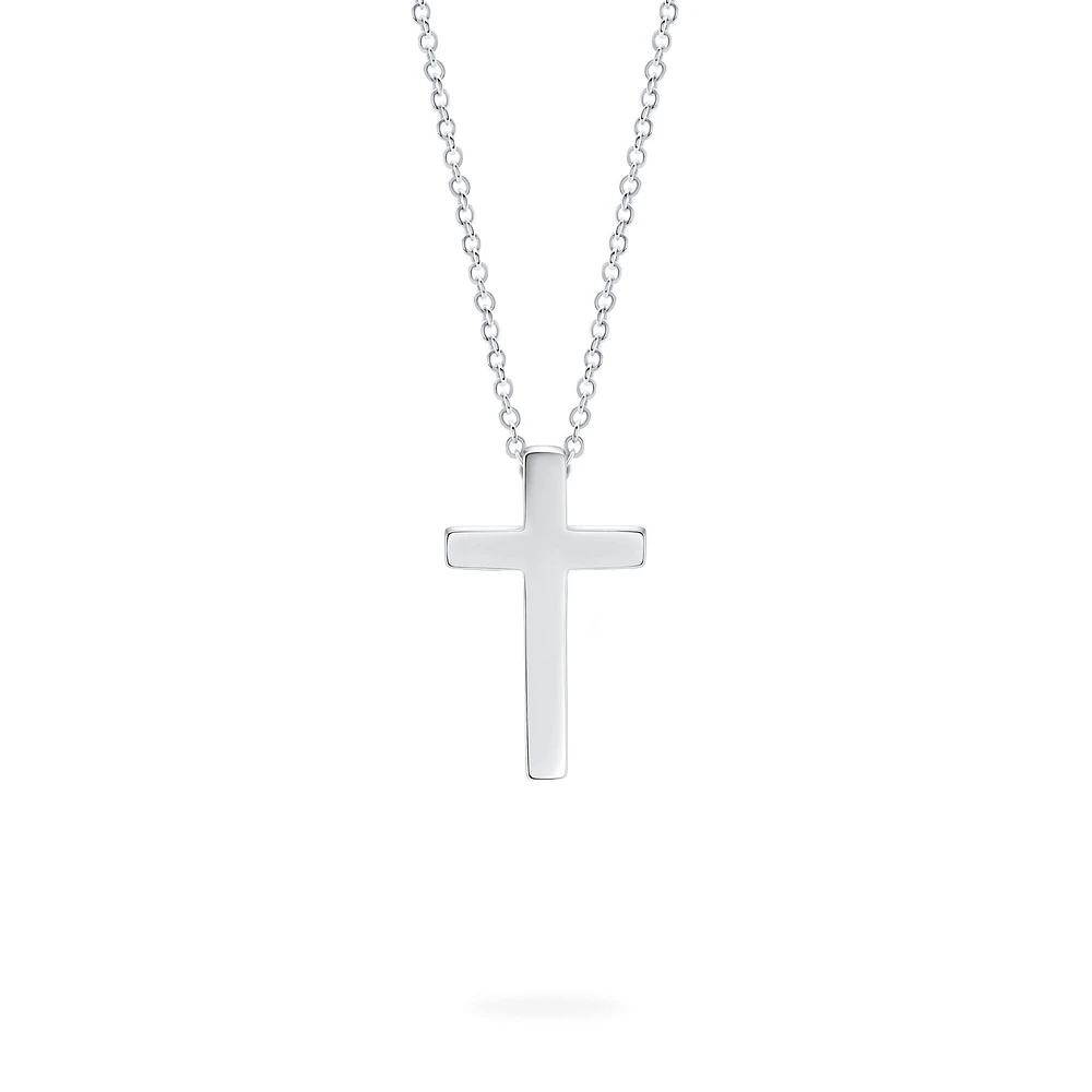 Sterling Silver Cross Pendant for Kids, Large