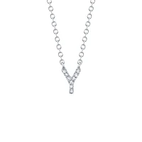 Initials White Gold and Diamond Pavé Letter Y Necklace