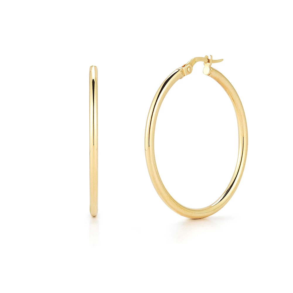 Basic Yellow Gold 35MM Hoop Earrings