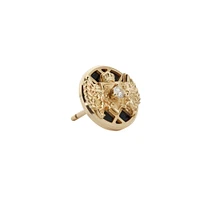 Emblem Yellow Gold Diamond and Onyx Single Stud Earring