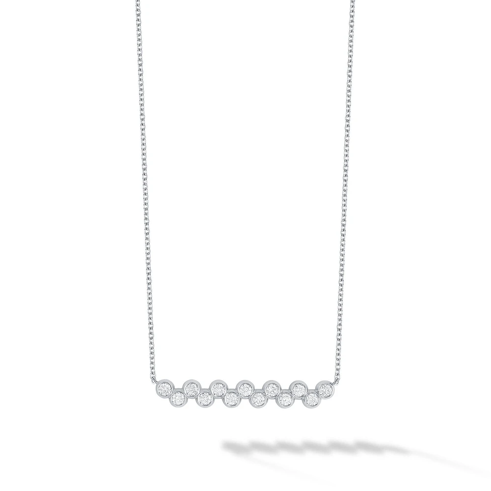 White Gold and Diamond Splash Bar Necklace