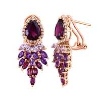 Shaded Amethyst and Rhodolite Earrings with Diamond Accent