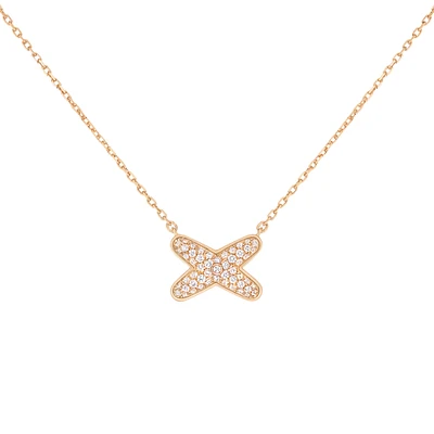 Jeux de Liens Rose Gold Diamond Pavé Necklace