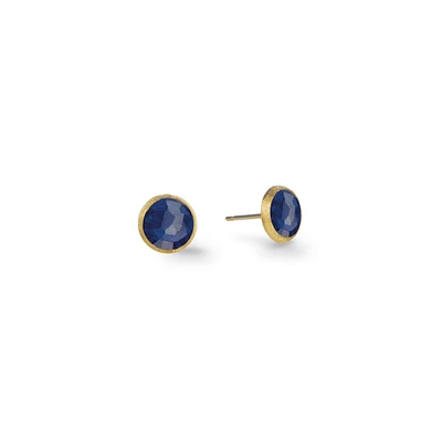 Jaipur Colour Yellow Gold and Lapis-Lazuli Stud Earrings