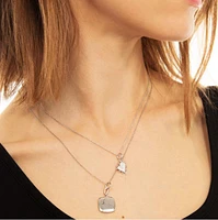 Gemstone Heart Small Silver and White Sapphire Charm Necklace