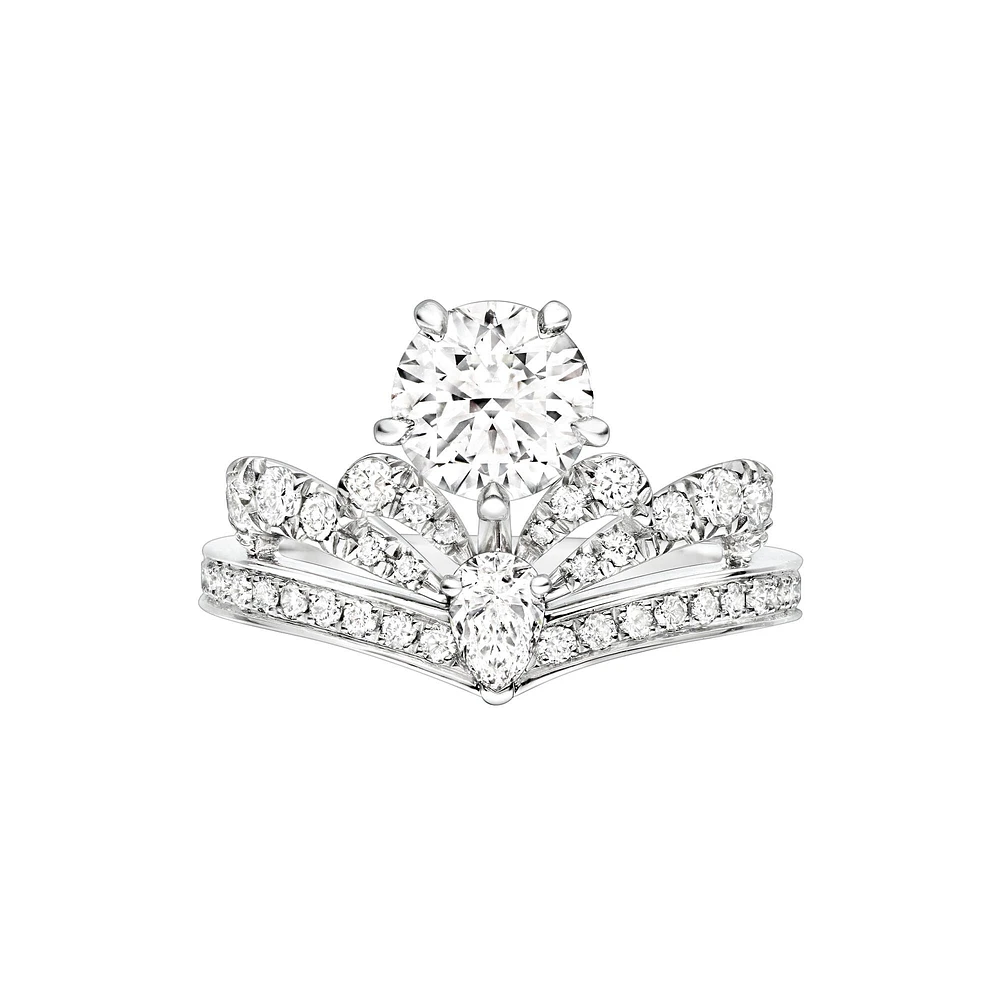 Joséphine Splendeur Impériale Platinum Diamond Pavé Solitaire From 1 Carat