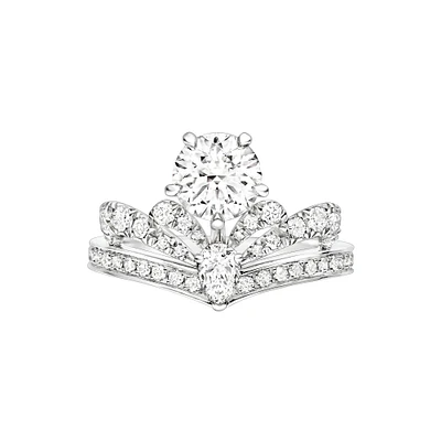 Joséphine Splendeur Impériale Platinum Diamond Pavé Solitaire From 1 Carat