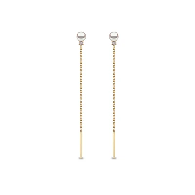 Trend Yellow Gold Pearl and Diamond Earrings