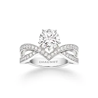 Joséphine Amour d'Aigrette Platinum Diamond Pavé Solitaire From Carat