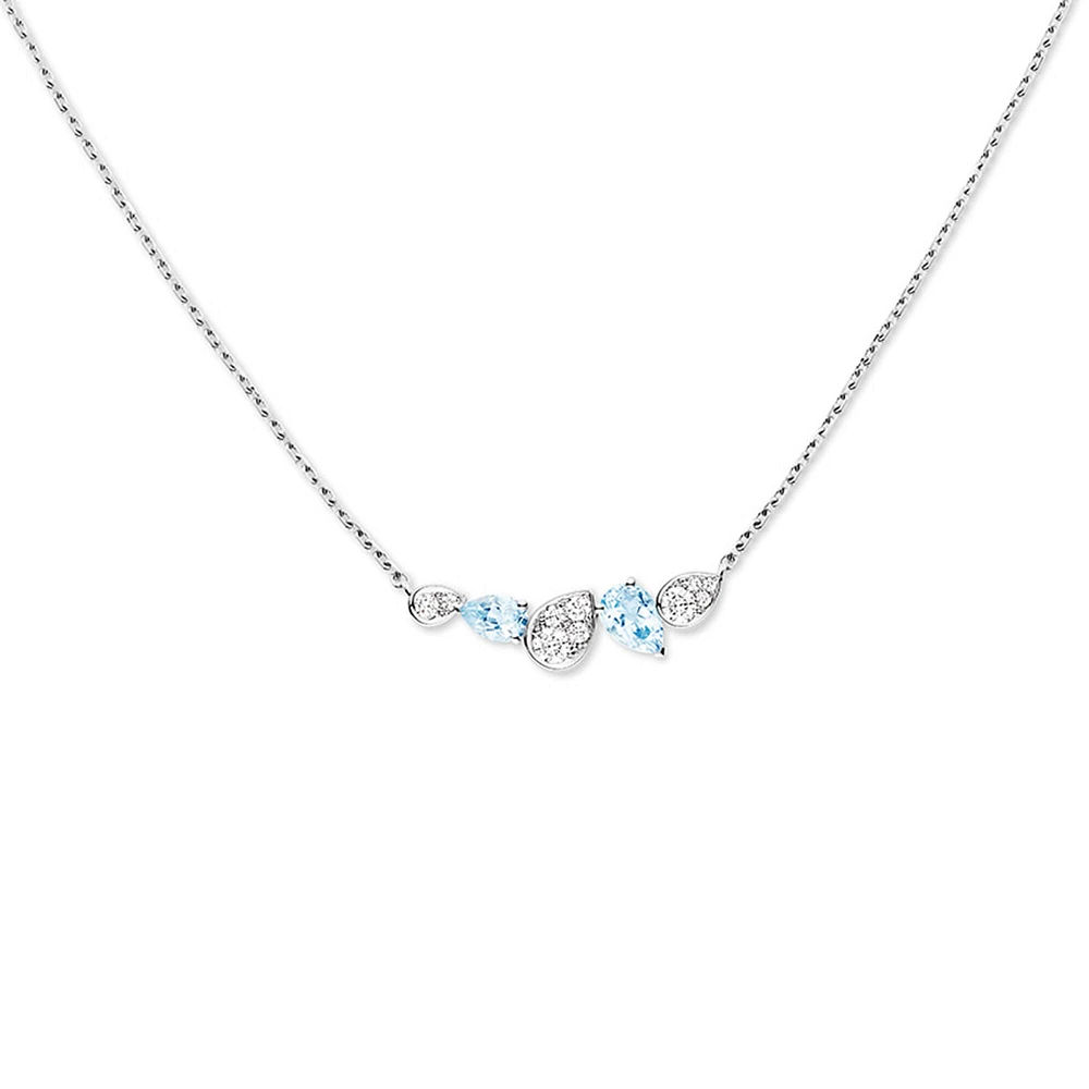 Joséphine Ronde D'Aigrettes White Gold Diamond and Aquamarine Necklace