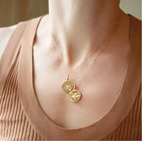 Modern Charm Necklaces Dandelion Intaglio Yellow Gold Pendant