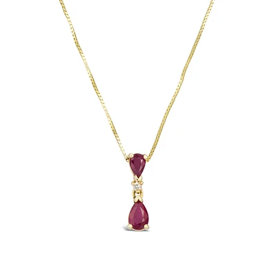 Yellow Gold Ruby and Diamond Teardrop Pendant