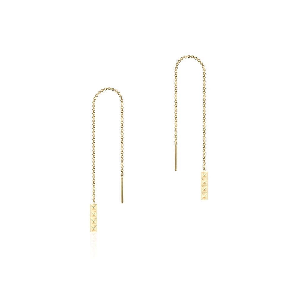 Yellow Gold Pixel Chain Earrings