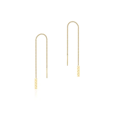 Yellow Gold Pixel Chain Earrings