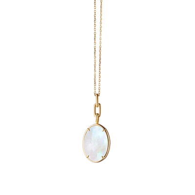 Slim Lockets Elle Yellow Gold and Mother-of-Pearl Pendant
