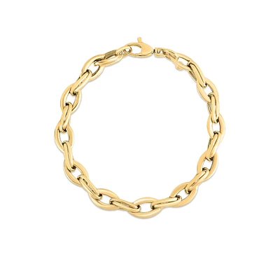 Classic Gold Yellow Gold Almond Link Chain Bracelet