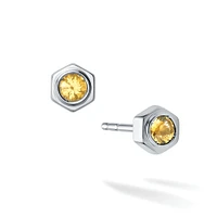 Citrine and Silver Stud Earrings