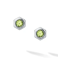 Peridot and Silver Stud Earrings