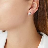 Sleek Gold Pearl and Diamond Earrings