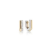 Infinite & Boundless Yellow Gold, Silver and White Sapphire Huggie Earrings