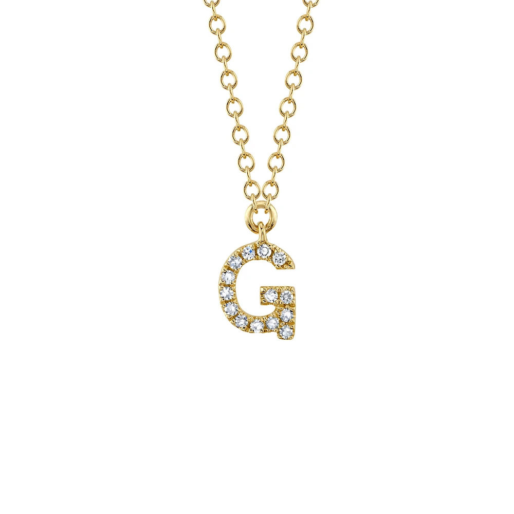 Initials Gold and Diamond Pavé Letter Necklace