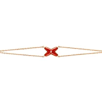 Jeux De Liens Rose Gold Carnelian and Diamond Double Chain Bracelet