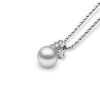 Trend White Gold Pearl and Diamond Necklace