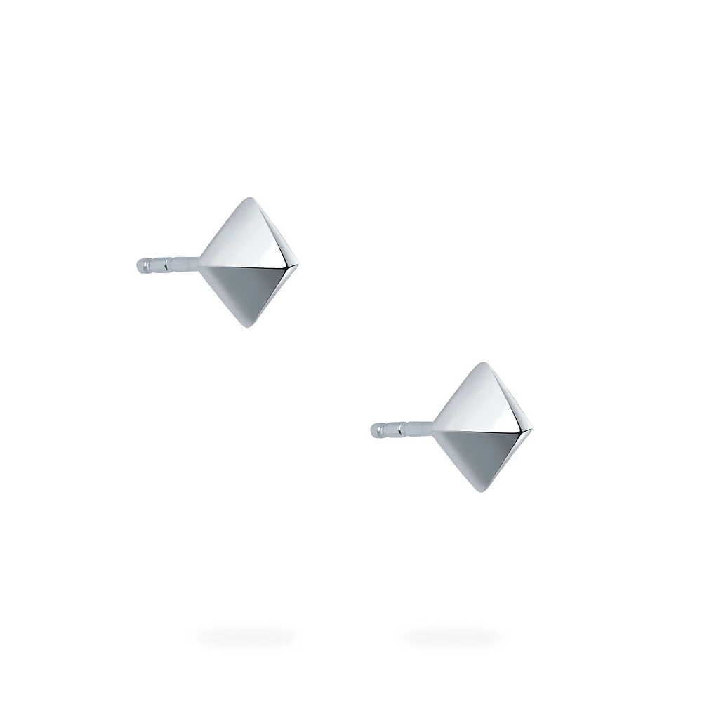 Silver Solitaire Stud Earrings