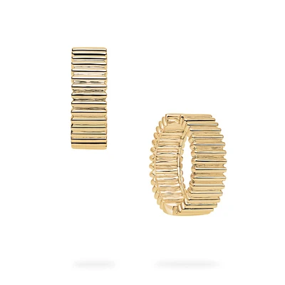 Yellow Gold Pleated Hoops