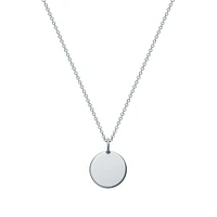 Engravable Polished Silver Disc Pendant