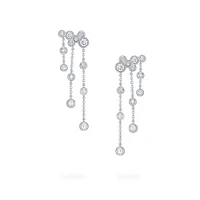 Diamond Bezel Long Drop Earrings