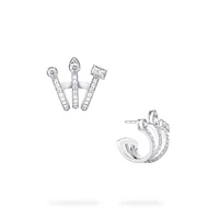 Diamond Triple Hoop Earrings