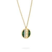 Malachite and Diamond Medallion Pendant, M (18 mm)