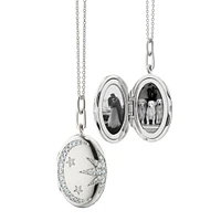 Sun, Moon & Stars Silver and White Sapphire Locket