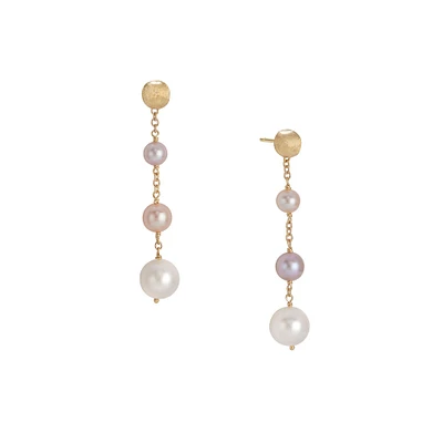 Africa Yellow Gold and Pearl Drop Earrings