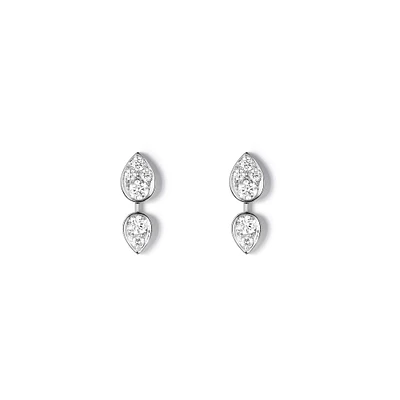 Josephine Ronde D'Aigrettes White Gold and Diamond Stud Earrings