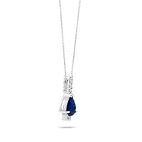 White Gold Pear-Cut Sapphire Pendant with Diamonds