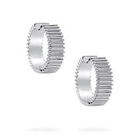 Silver Pleated Hoops