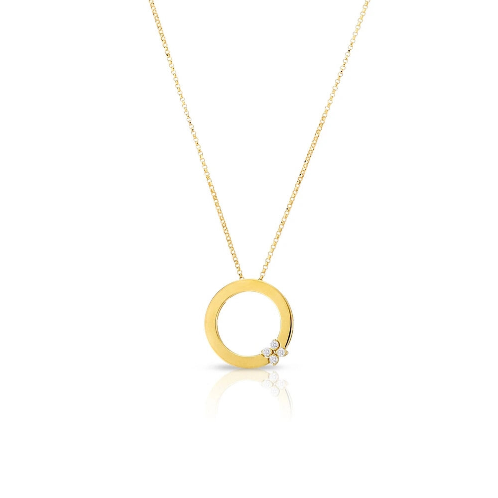 Love In Verona Yellow Gold and Diamond Flower Pendant Necklace