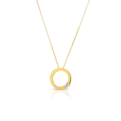 Love In Verona Yellow Gold and Diamond Flower Pendant Necklace