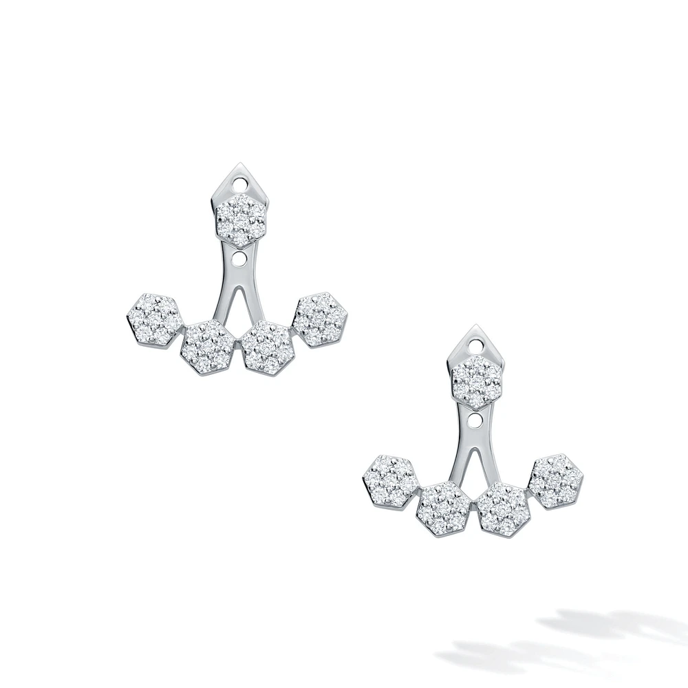 White Gold Diamond Jacket Earrings, Small